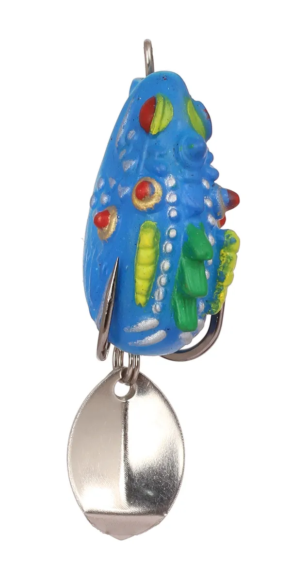 3.5Cm_Frog_Spinner_Fishing_Lure_|_Soft_Frog_Artificial_Bait_With_Silver_Spinner_&_Treble_Hooks_|_Topwater_Freshwater_Lure_For_Bass,_Snakehead_&_Predator_Fish