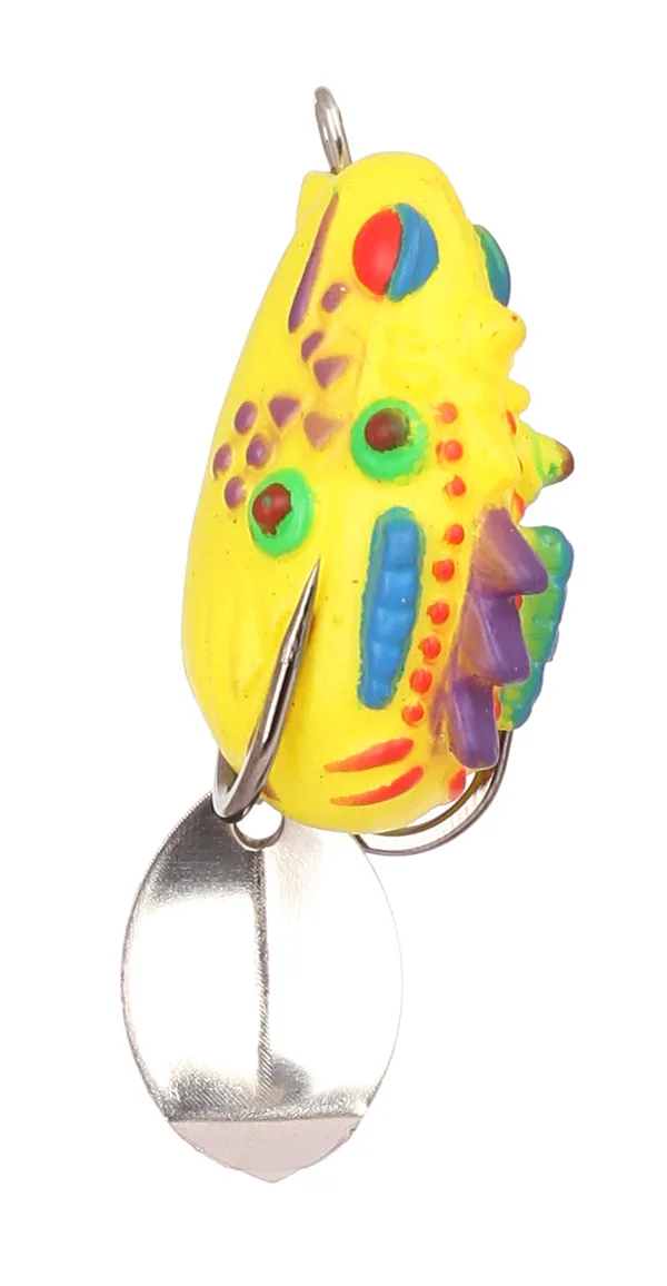 3.5Cm_Frog_Spinner_Fishing_Lure_|_Soft_Frog_Artificial_Bait_With_Silver_Spinner_&_Treble_Hooks_|_Topwater_Freshwater_Lure_For_Bass,_Snakehead_&_Predator_Fish