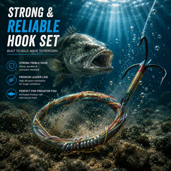 6/0_Wire_Leader_Fishing_Rig_With_Ultra_Sharp_Double_Hooks