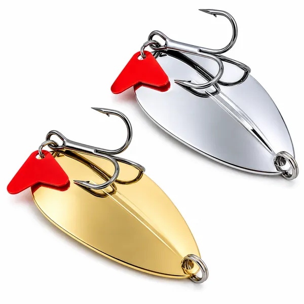 Gold_And_Silver_Fishing_Spoon_Lure_With_Red_Tail_Accent_Pack_Of_2