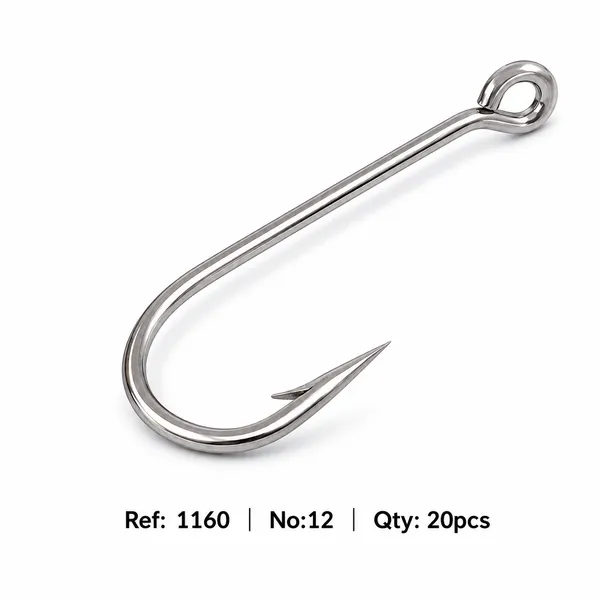 1160_No:12_High-Carbon_Steel_Fishing_Hooks_|_Sharp_Barbed_Hooks_For_Freshwater_&_Saltwater_Fishing_|_Size_12_|_Pack_Of_20
