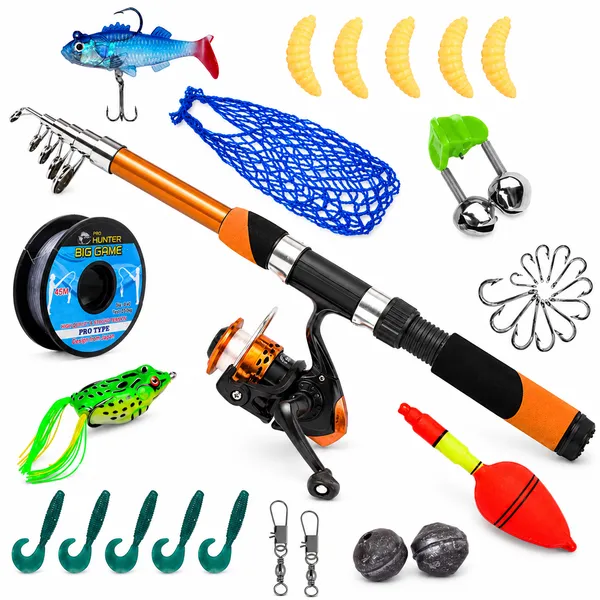 7Ft_Orange_Carbon_Fiber_Telescopic_Fishing_Rod_Complete_Kit