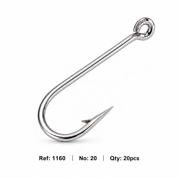 1160_No:20_High-Carbon_Steel_Fishing_Hooks_|_Sharp_Barbed_Hooks_For_Freshwater_&_Saltwater_Fishing_|_Size_20_|_Pack_Of_20