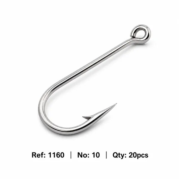 1160_No:10_High-Carbon_Steel_Fishing_Hooks_|_Sharp_Barbed_Hooks_For_Freshwater_&_Saltwater_Fishing_|_Size_10_|_Pack_Of_20