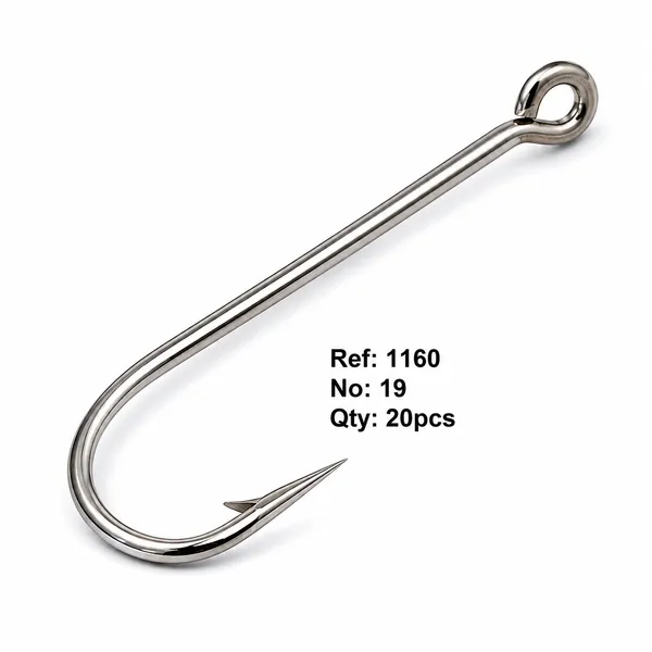 1160_No:19_High-Carbon_Steel_Fishing_Hooks_|_Sharp_Barbed_Hooks_For_Freshwater_&_Saltwater_Fishing_|_Size_19_|_Pack_Of_20