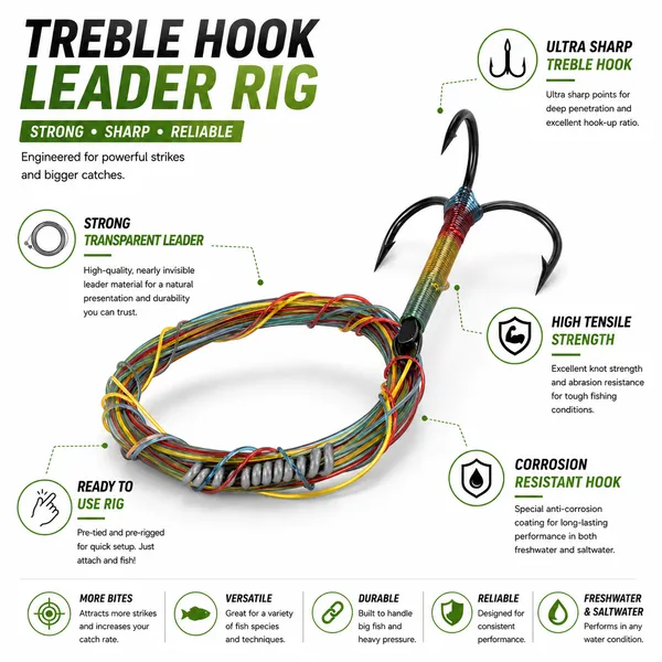 6/0_Wire_Leader_Fishing_Rig_With_Ultra_Sharp_Double_Hooks