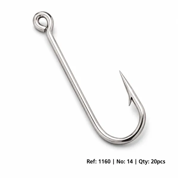 1160_No:14_High-Carbon_Steel_Fishing_Hooks_|_Sharp_Barbed_Hooks_For_Freshwater_&_Saltwater_Fishing_|_Size_14_|_Pack_Of_20