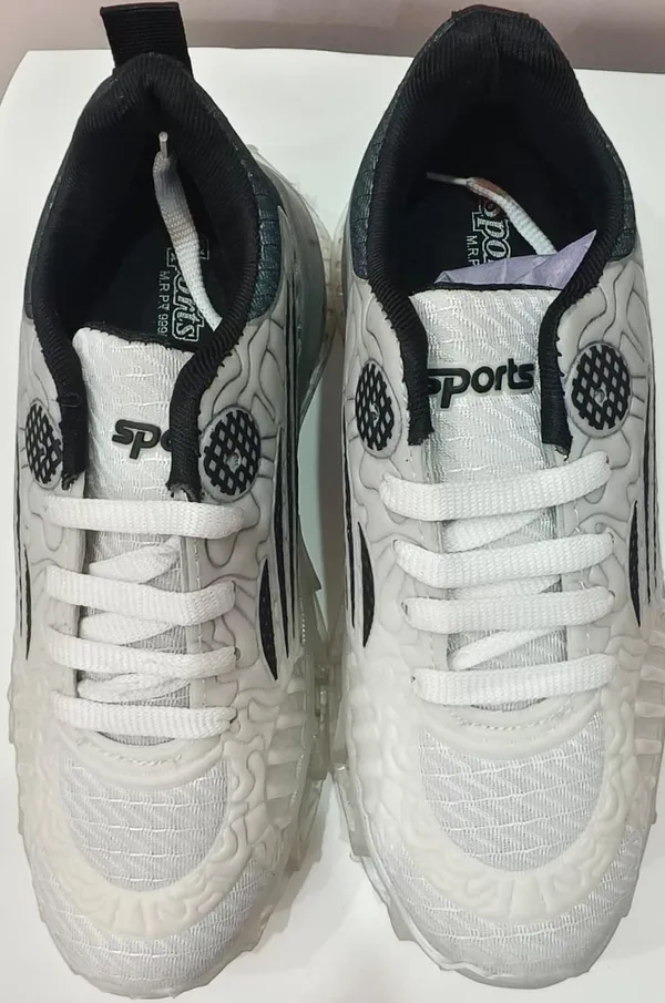 White_Mesh_Chunky_Sole_Sports_Running_Shoes_For_Men