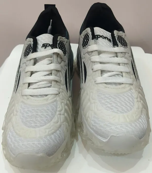 White_Mesh_Chunky_Sole_Sports_Running_Shoes_For_Men
