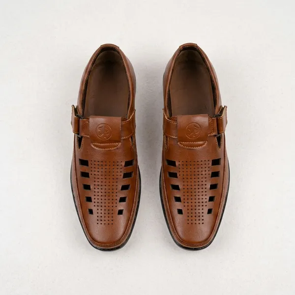 Brown_Pu_Leather_Casual_Closed-Toe_Sandals_For_Men