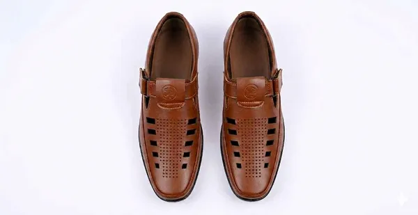 Brown_Pu_Leather_Casual_Closed-Toe_Sandals_For_Men