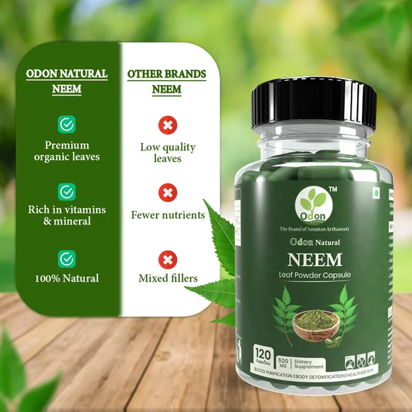 Odon_Natural_Neem_Leaf_Powder_Capsule-500mg_&_Turmeric_Powder_Capsule-500mg/_Each_120_Capsule_(Combo)