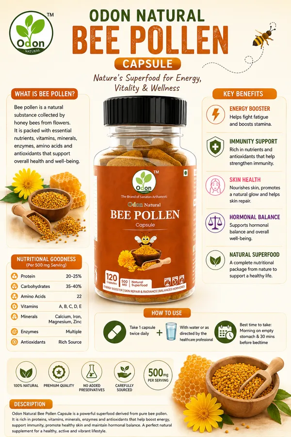 ODON_NATURAL_BEE_POLLEN_-120_Capsule_I_Natural_Super_Food_I_Diabetic_Friendly_I_Immunity_Booster_Bee_Pollen_is_the_richest_natural_source_of_amino_acids,_vitamins_and_minerals