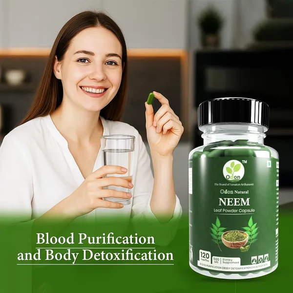 ODON_NATURALS_Neem_Leaf_Powder_Capsules_-_120_Count_|__Herbal_Supplement_for_Blood_Purification,_Body_Detox_&_Healthy_Skin_|_Natural_Wellness_Support_for_Daily_Health_|_Pure_Herbal_Capsules