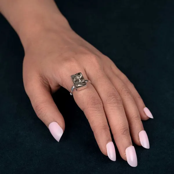 Pyrite_Ring_Original_Natural_Rectangle_Plain_Adjustable