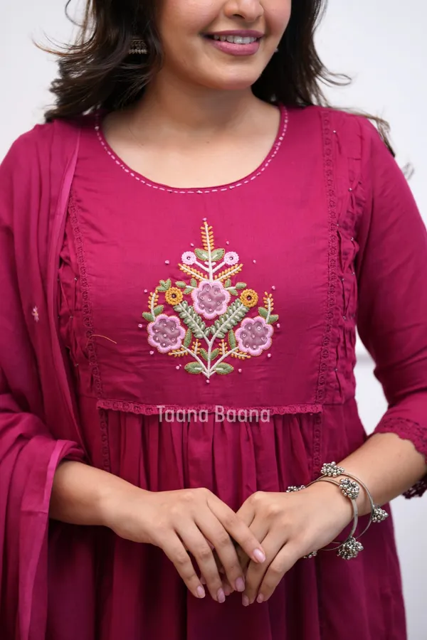 Magenta_Cotton_Embroidered_Anarkali_Suit_Set_For_Women