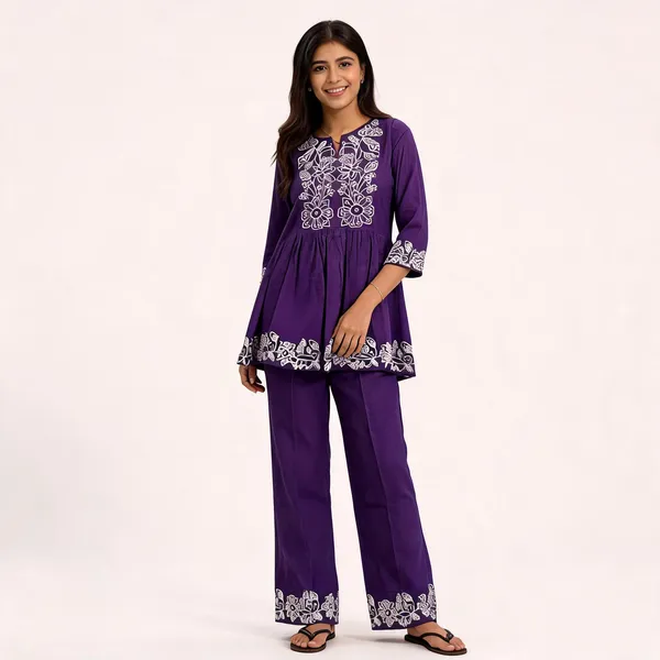 Purple_Cotton_Embroidered_Peplum_Co-Ord_Set_For_Women