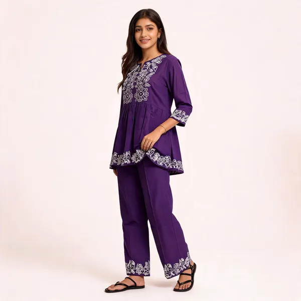 Purple_Cotton_Embroidered_Peplum_Co-Ord_Set_For_Women