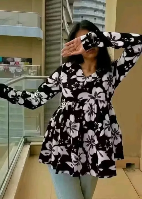 Black_Cotton_Floral_Print_Peplum_Top_For_Women