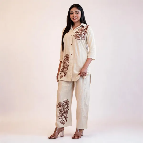 Cream_Cotton_Floral_Embroidered_Co-Ord_Set_For_Women