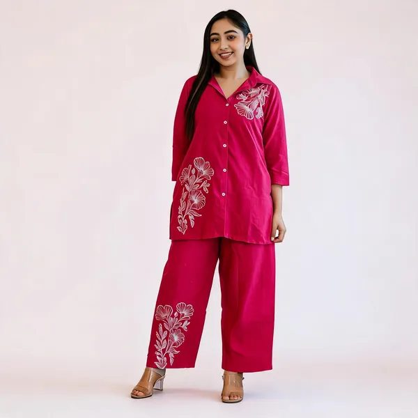 Pink_Cotton_Floral_Embroidered_Co-Ord_Set_For_Women