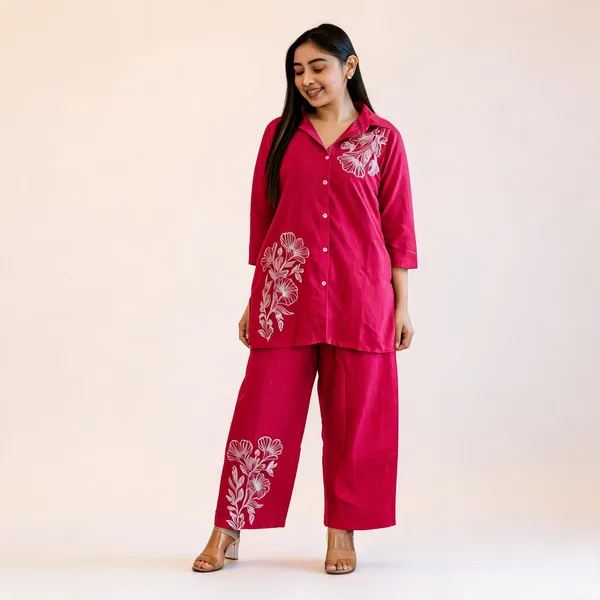 Pink_Cotton_Floral_Embroidered_Co-Ord_Set_For_Women