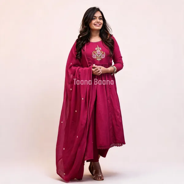 Magenta_Cotton_Embroidered_Anarkali_Suit_Set_For_Women