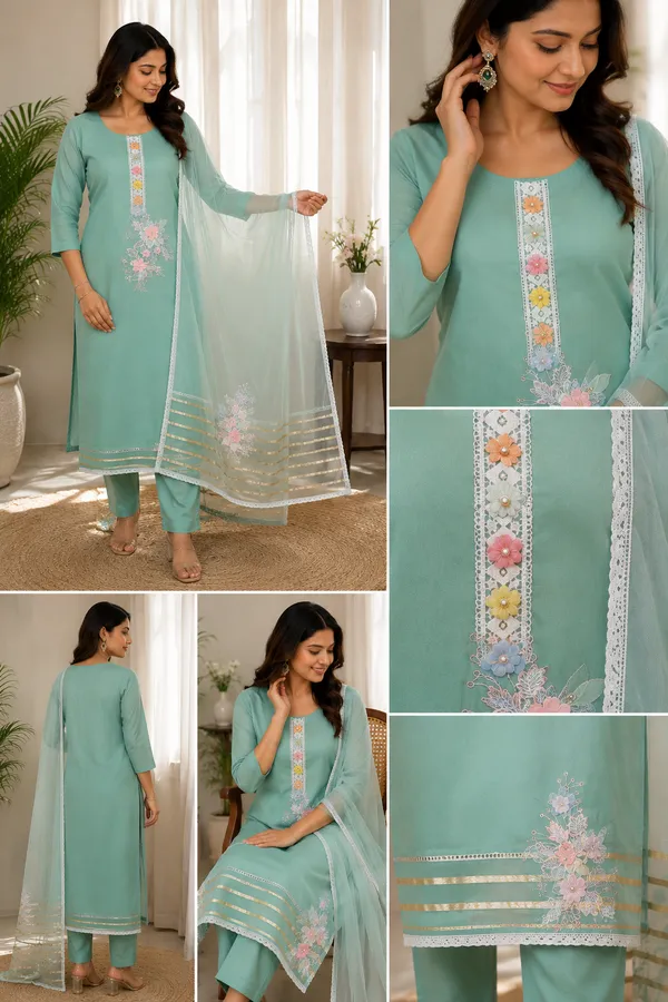 Mint_Green_Unstitched_Designer_Suit_Set_with_Floral_Embroidery_&_Organza_Dupatta_|_Premium_Festive_Wear