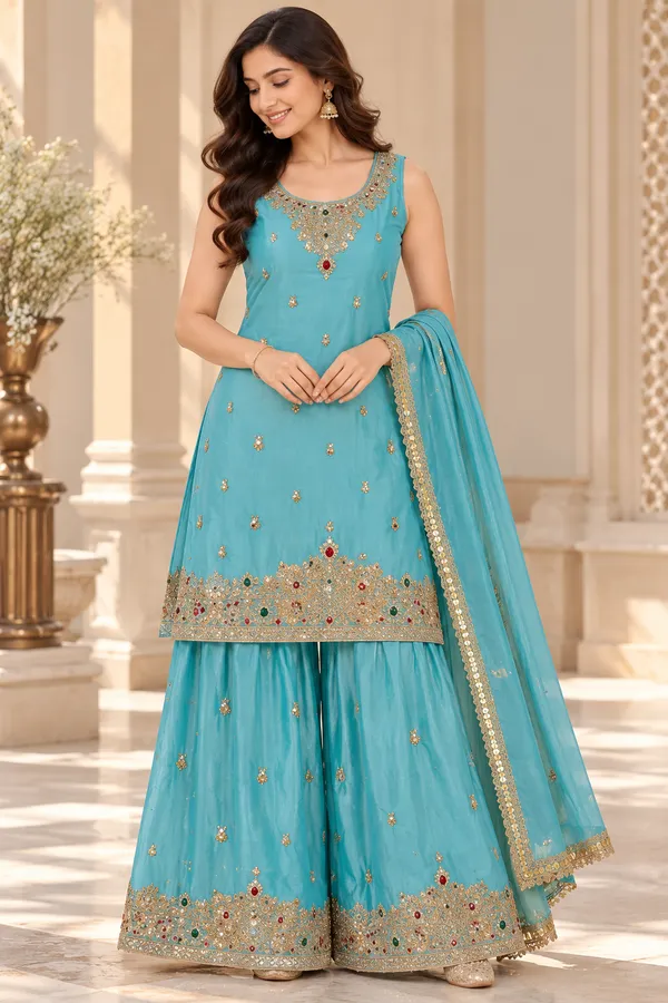 Partywear_3-Piece_Embroidered_Kurta_Palazzo_Set_with_Dupatta