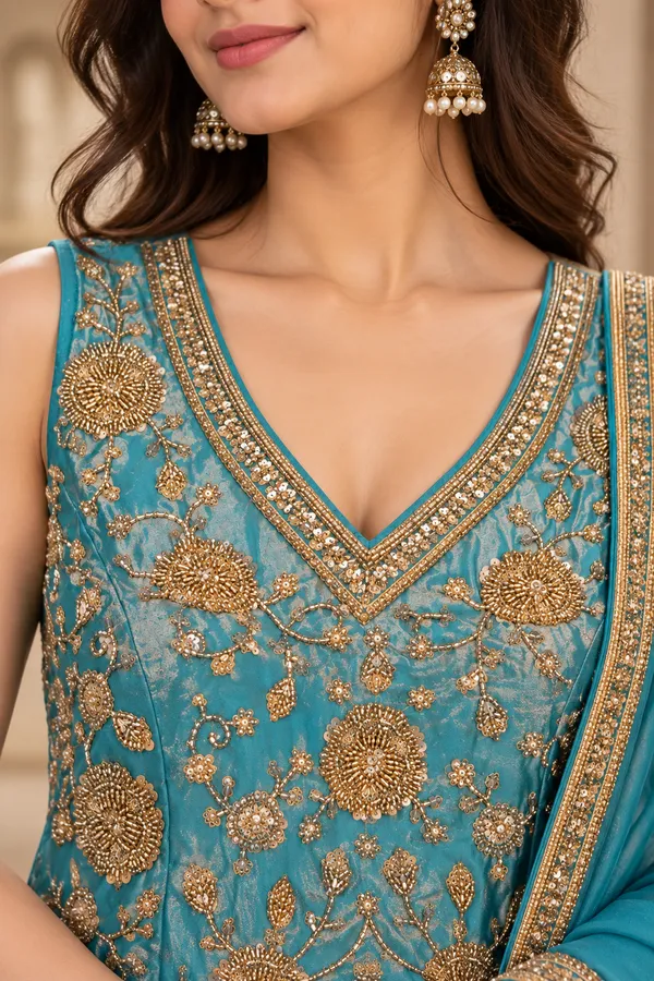 Partywear_3-Piece_Teal_Embroidered_Palazzo_Set_with_Dupatta