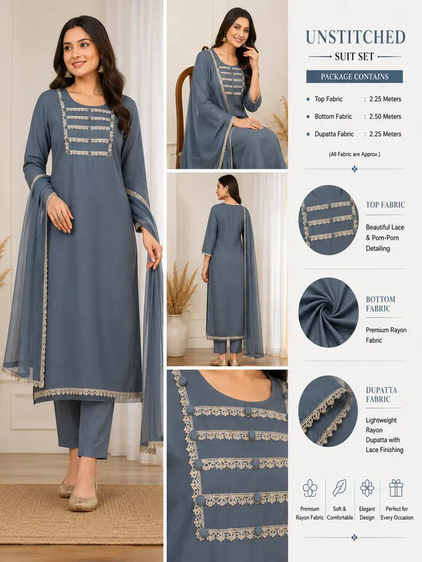 RI_Women's_Unstitched_Rayon_Suit_Set_with_Lace_&_Pom-Pom_Detailing_|_Top,_Bottom_&_Dupatta_|_Dusty_Blue