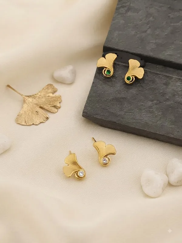 Gold-Tone_Stainless_Steel_Ginkgo_Leaf_Stud_Earrings_For_Women