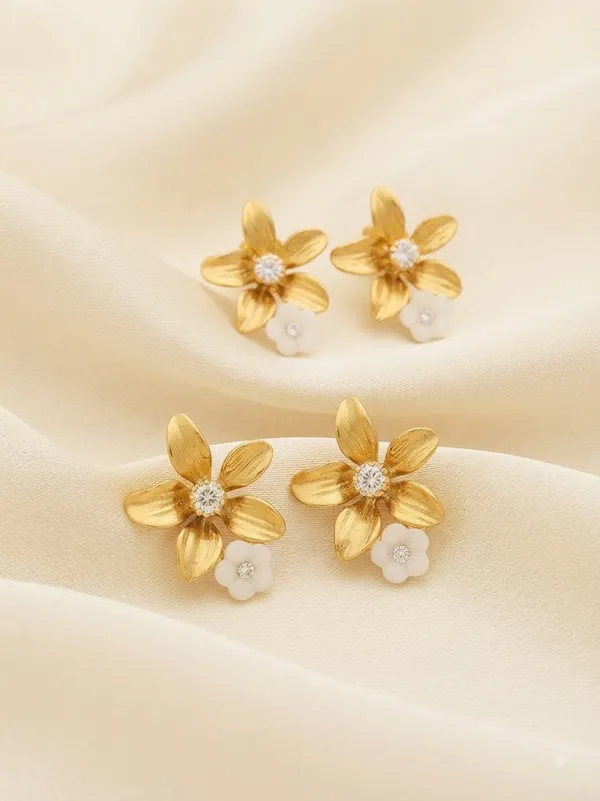 Gold-Tone_Stainless_Steel_Layered_Floral_Stud_Earrings_For_Women