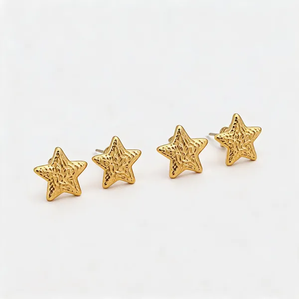 Gold-Tone_Textured_Star_Stud_Earrings_for_Women