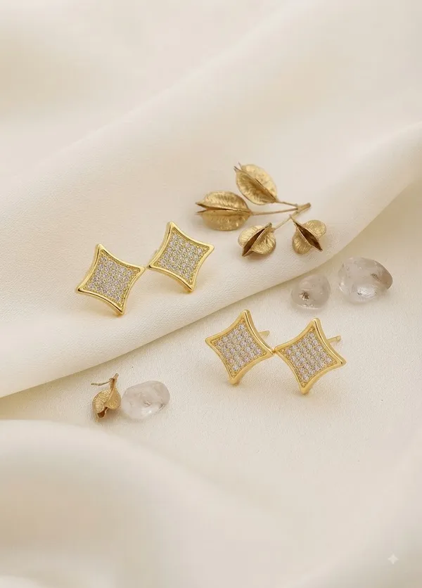 Gold-Tone_Stainless_Steel_Crystal_Square_Stud_Earrings_For_Women