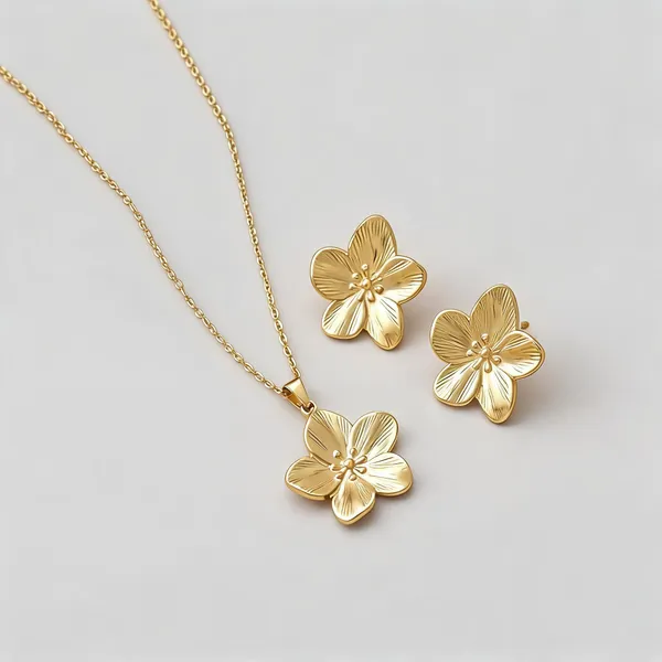 Gilded_Blossom_Petal_Necklace_And_Earrings_Set_for_Women