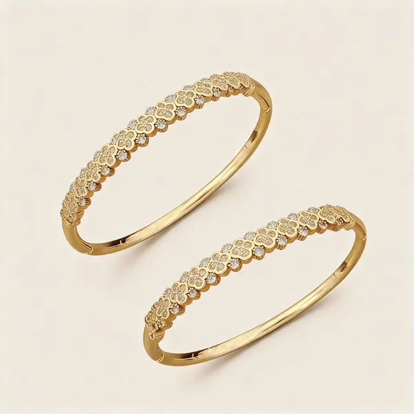Gold_Tone_Floral_Pattern_Bracelet__Bangle_For_Women