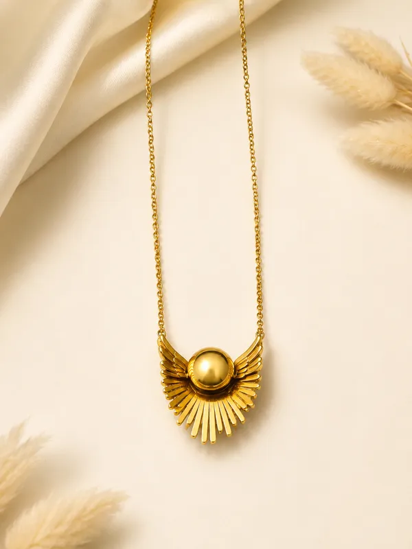 Gold_Steel_Wing_Pendant_Necklace_For_Women