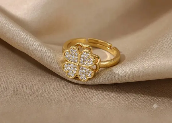 Gold-Tone_Stainless_Steel_Four_Leaf_Clover_Adjustable_Ring_For_Women