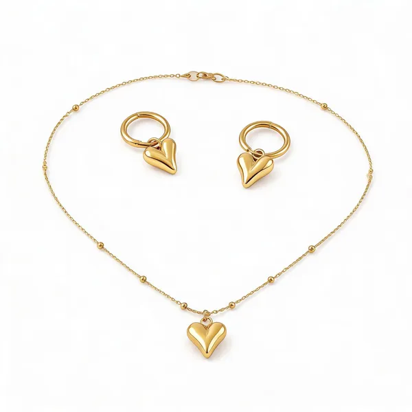 Solstice_Golden_Heart_Pendant_Necklace_And_Earrings_Set_For_Women