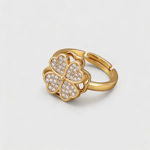 Gold_Tone_Four_Leaf_Clover_Adjustable_Ring