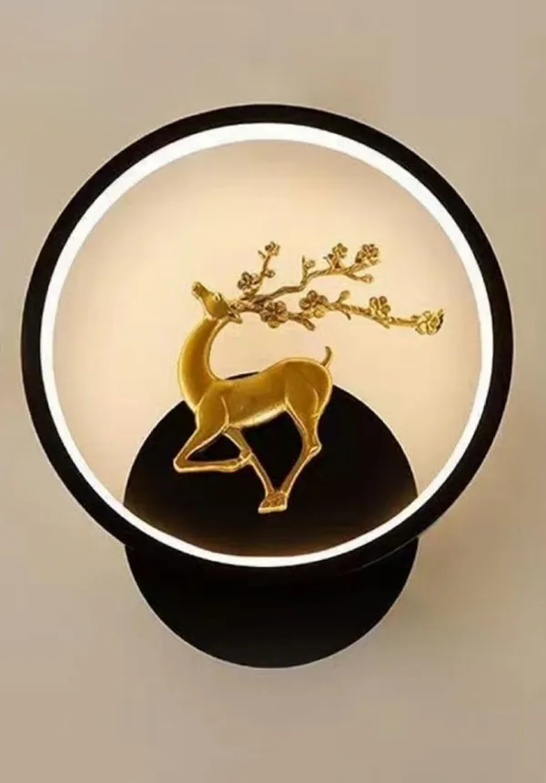SWIATLO_Creative_with_Golden_Deer_Led_Wall_Lamp_for_Wall/Led_Wall_Light/Led_Wall_Scone_to_décor_Your_Home/Living_Room/Bedroom/Cafe,_Round_Shape,_(3_Color_in_One)_Yellow,_White_and_Natural_White