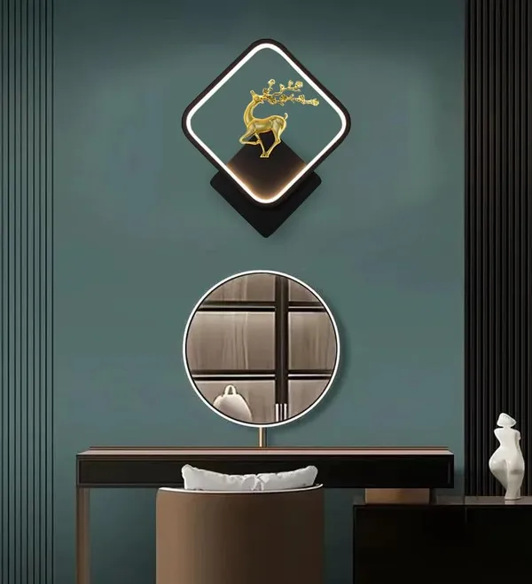 SWIATLO_Creative_with_Golden_Deer_Indoor_Led_Wall_Lamp_for_Wall/Led_Wall_Light/Led_Wall_Scone_to_décor_Your_Home/Living_Room/Bedroom/CAF,_Square_Shape,_(3_Color_in_One)_Yellow,_White_and_Natural_White