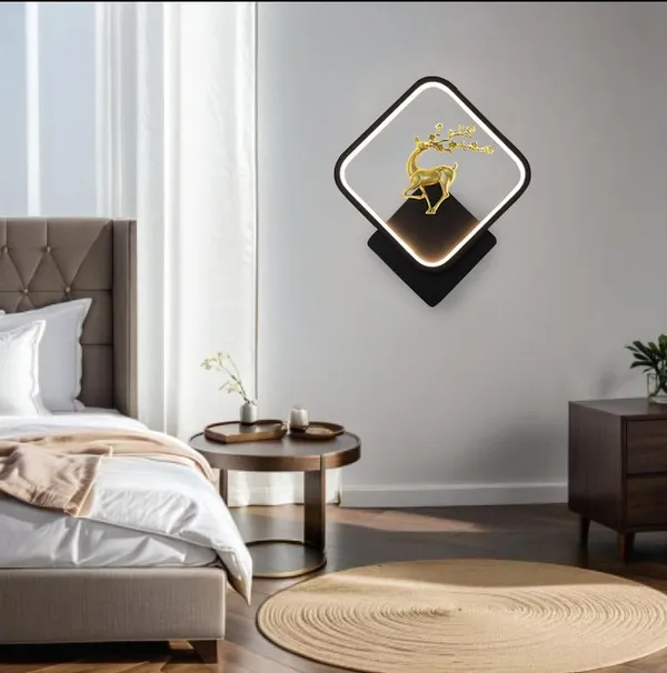 SWIATLO_Creative_with_Golden_Deer_Indoor_Led_Wall_Lamp_for_Wall/Led_Wall_Light/Led_Wall_Scone_to_décor_Your_Home/Living_Room/Bedroom/CAF,_Square_Shape,_(3_Color_in_One)_Yellow,_White_and_Natural_White