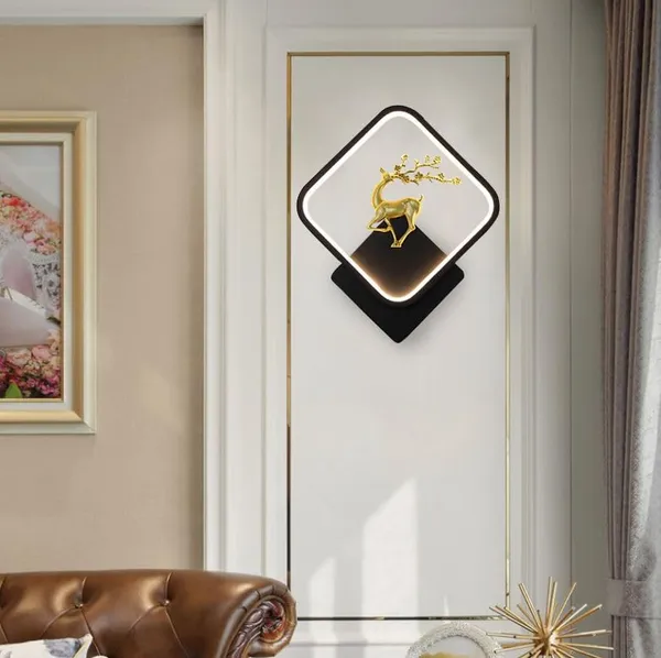 SWIATLO_Creative_with_Golden_Deer_Indoor_Led_Wall_Lamp_for_Wall/Led_Wall_Light/Led_Wall_Scone_to_décor_Your_Home/Living_Room/Bedroom/CAF,_Square_Shape,_(3_Color_in_One)_Yellow,_White_and_Natural_White