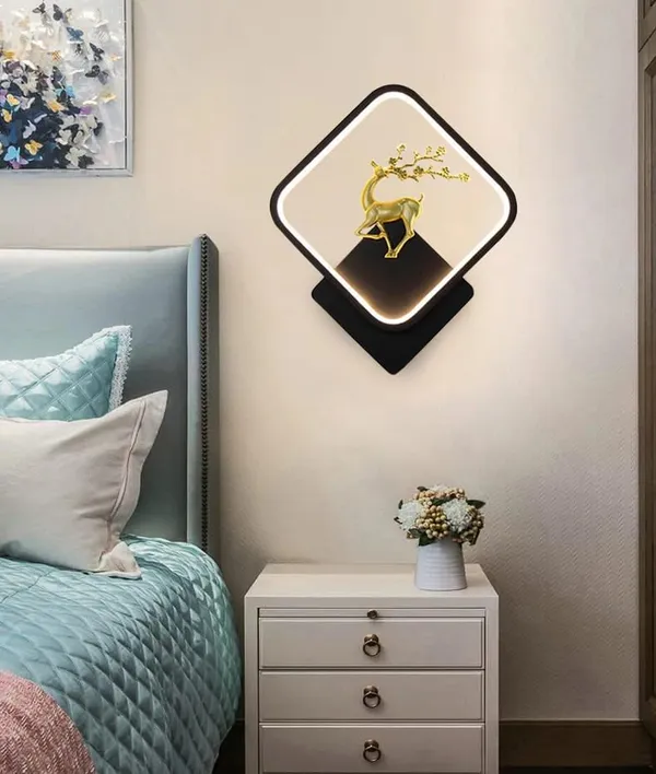 SWIATLO_Creative_with_Golden_Deer_Indoor_Led_Wall_Lamp_for_Wall/Led_Wall_Light/Led_Wall_Scone_to_décor_Your_Home/Living_Room/Bedroom/CAF,_Square_Shape,_(3_Color_in_One)_Yellow,_White_and_Natural_White