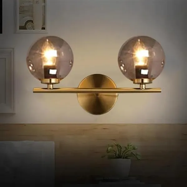 SWIATLO_Double_Black_Doom_at_180_Direction_Wall_Sconces,_Bedside_Wall_Lamp_Wall_Light_with_Classy_Head_Black_Shade_for_Living_Room_Bedroom_Resturant_Dinning_Room_BarCafe_etc_(WITH_BULB)