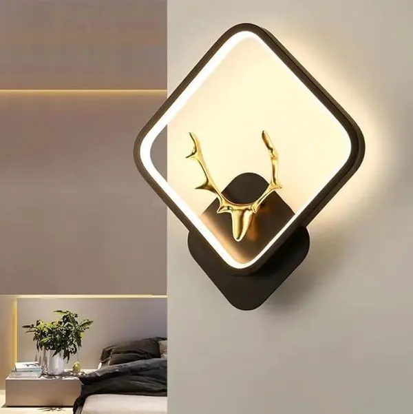 SWIATLO_Deer_Horn_Led_Wall_Lamp_for_Wall/Led_Wall_Light_for_Living_Room/Led_Wall_Scone_to_décor_Your_Home/Living_Room/Bedroom/Cafe/Bar/Hotel,_Square,_(3_Color_in_One)_Yellow,_White_and_Natural_White