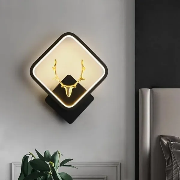 SWIATLO_Deer_Horn_Led_Wall_Lamp_for_Wall/Led_Wall_Light_for_Living_Room/Led_Wall_Scone_to_décor_Your_Home/Living_Room/Bedroom/Cafe/Bar/Hotel,_Square,_(3_Color_in_One)_Yellow,_White_and_Natural_White