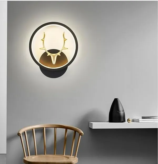 SWIATLO_Deer_Horn_Led_Wall_Lamp_for_Wall/Led_Wall_Light_for_Living_Room/Led_Wall_Scone_to_décor_Your_Home/Living_Room/Bedroom/Cafe/Bar/Hotel,_Round,_(3_Color_in_One)_Yellow,_White_and_Natural_White